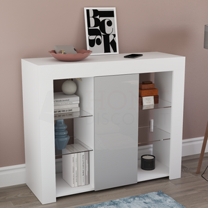 Azura 1-Door Large LED Sideboard - White & Grey
