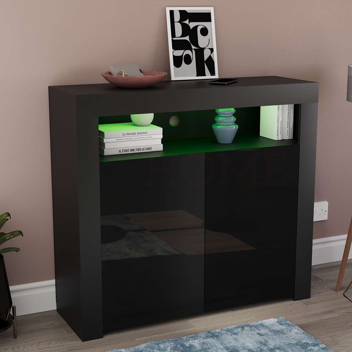 Nova 2-Door LED Sideboard - Black