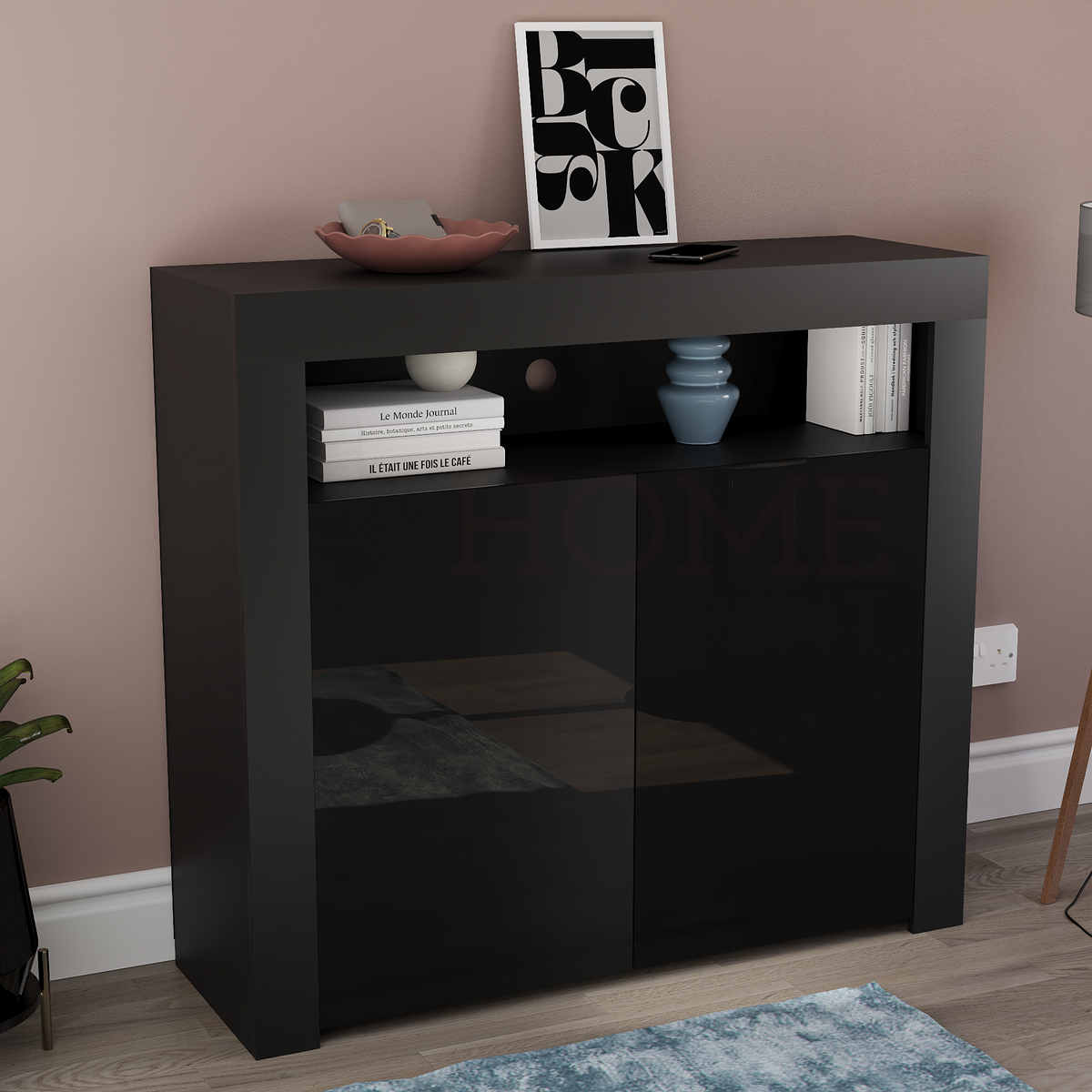 Nova 2-Door LED Sideboard - Black