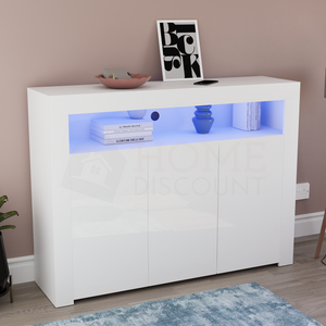 Nova 3-Door LED Sideboard - White