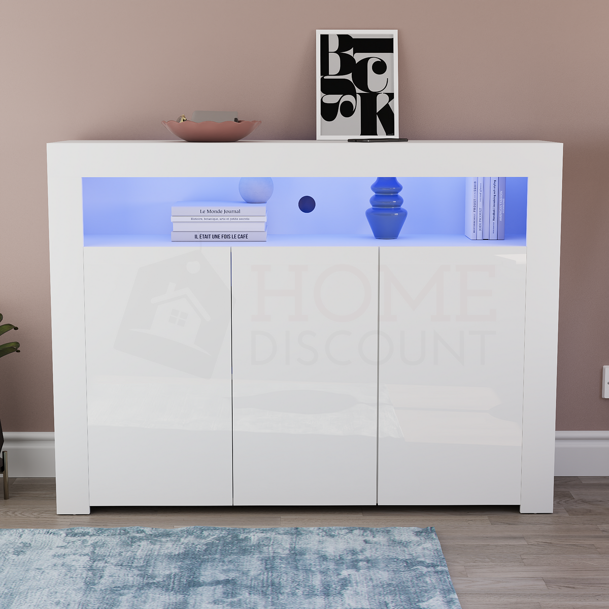 Nova 3-Door LED Sideboard - White