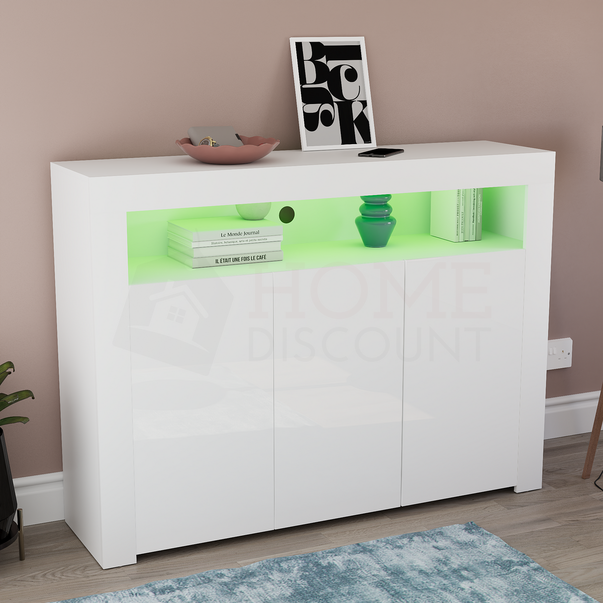 Nova 3-Door LED Sideboard - White