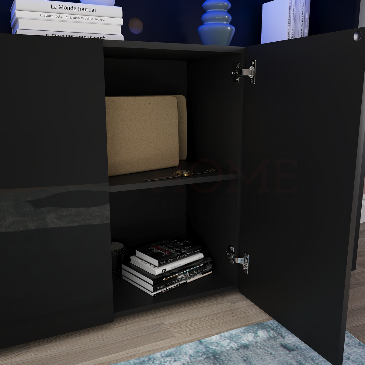 Nova 3-Door LED Sideboard - Black