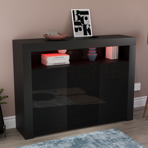 Nova 3-Door LED Sideboard - Black