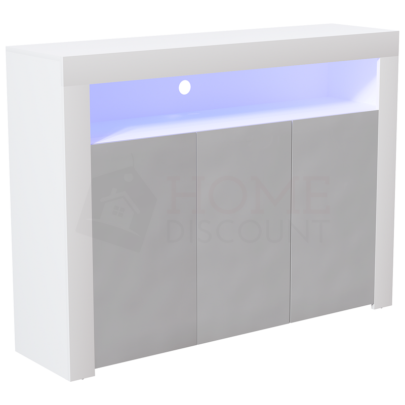 Nova 3 Door LED Sideboard, White & Grey
