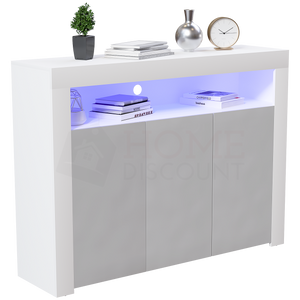Nova 3-Door LED Sideboard - White & Grey