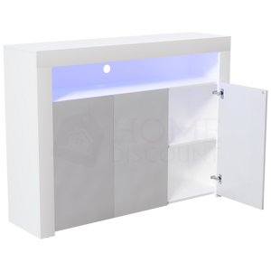 Nova 3-Door LED Sideboard - White & Grey
