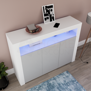 Nova 3-Door LED Sideboard - White & Grey