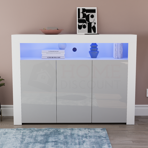 Nova 3-Door LED Sideboard - White & Grey