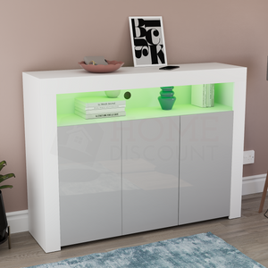 Nova 3-Door LED Sideboard - White & Grey