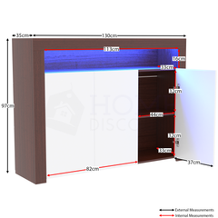 Nova 3 Door LED Sideboard, Walnut & White