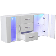 Astro 2 Door 3 Drawer LED Sideboard, White