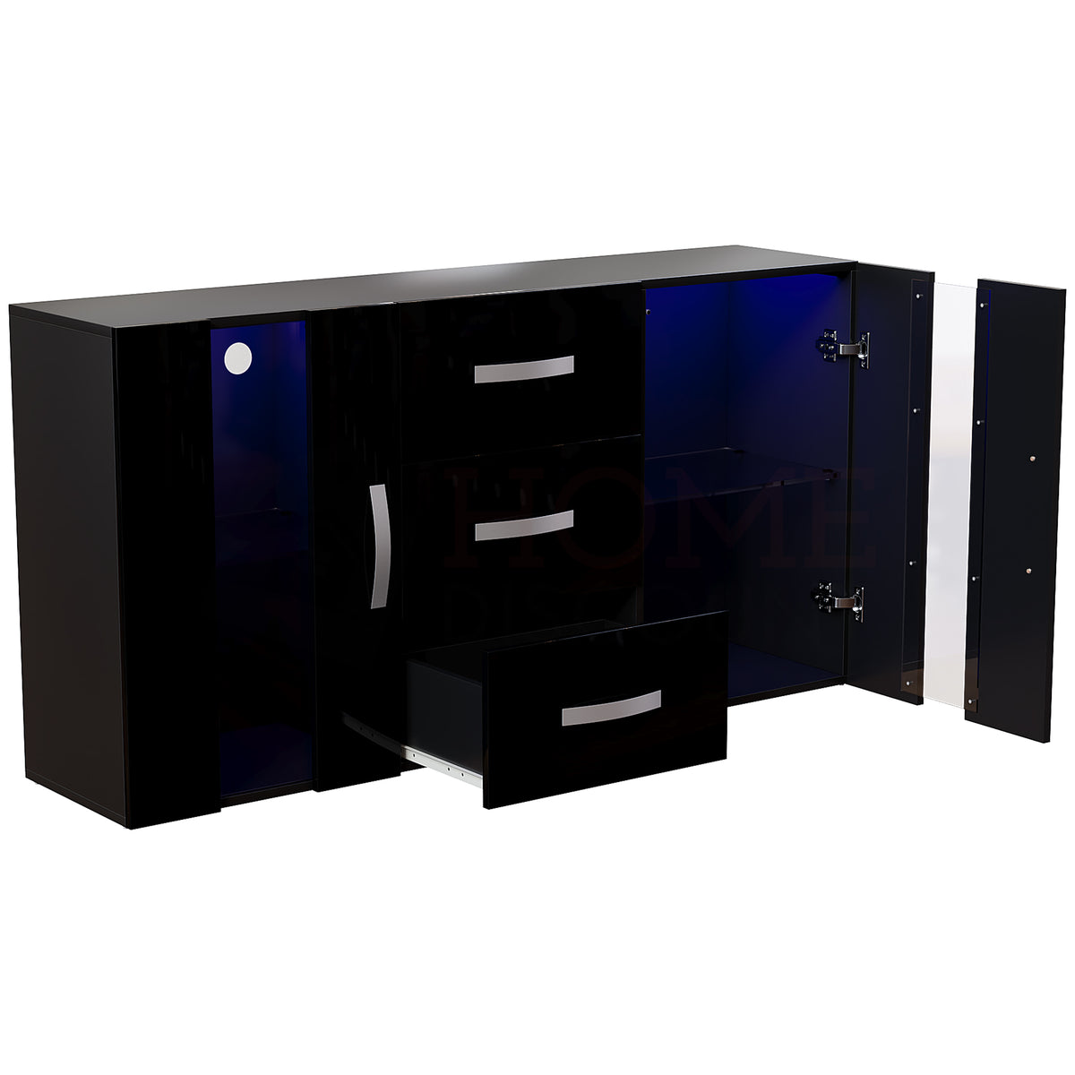 Astro 2-Door 3-Drawer LED Sideboard - Black