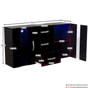 Astro 2-Door 3-Drawer LED Sideboard - Black