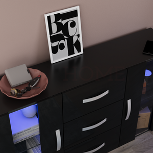 Astro 2-Door 3-Drawer LED Sideboard - Black