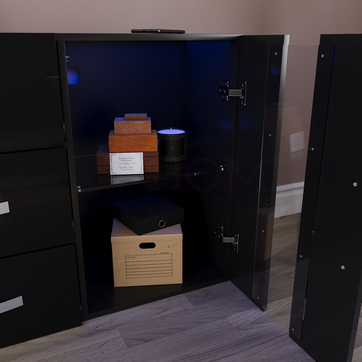 Astro 2-Door 3-Drawer LED Sideboard - Black