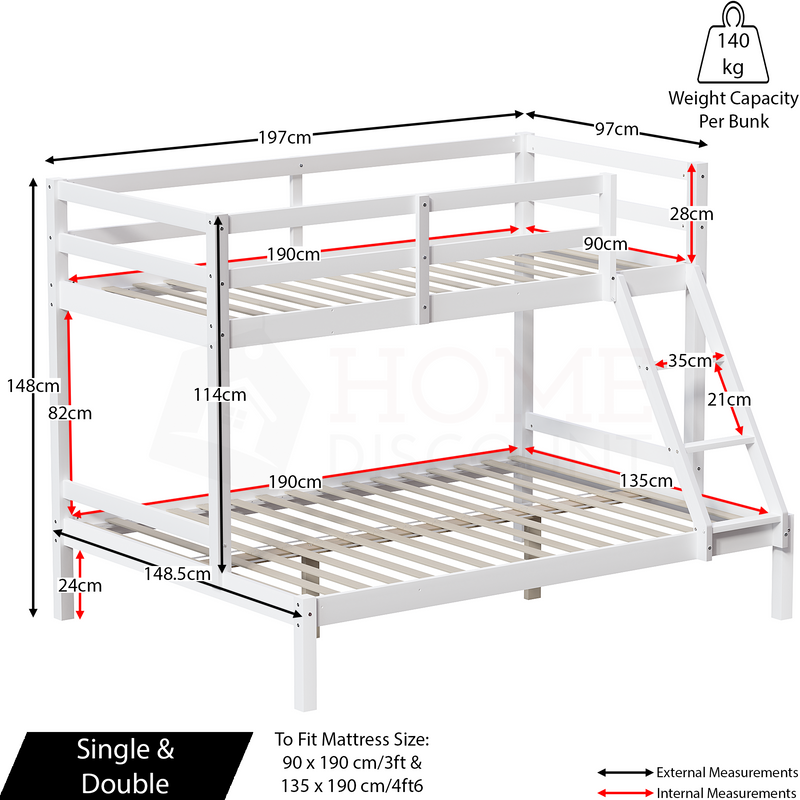 Sydney Triple Sleeper Bunk Bed - White