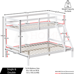 Sydney Triple Sleeper Bunk Bed - White