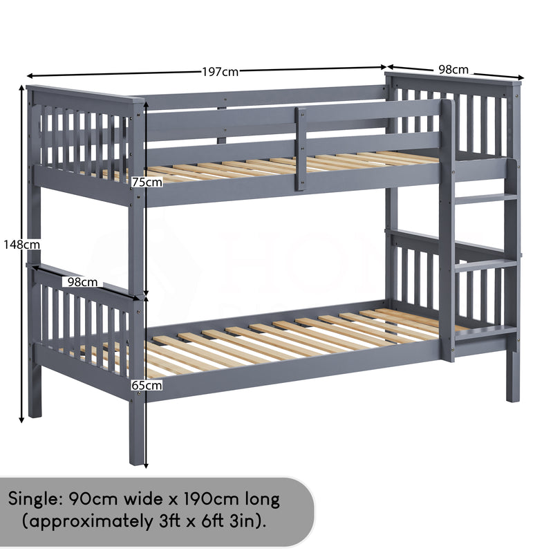 Milan Bunk Bed, Grey