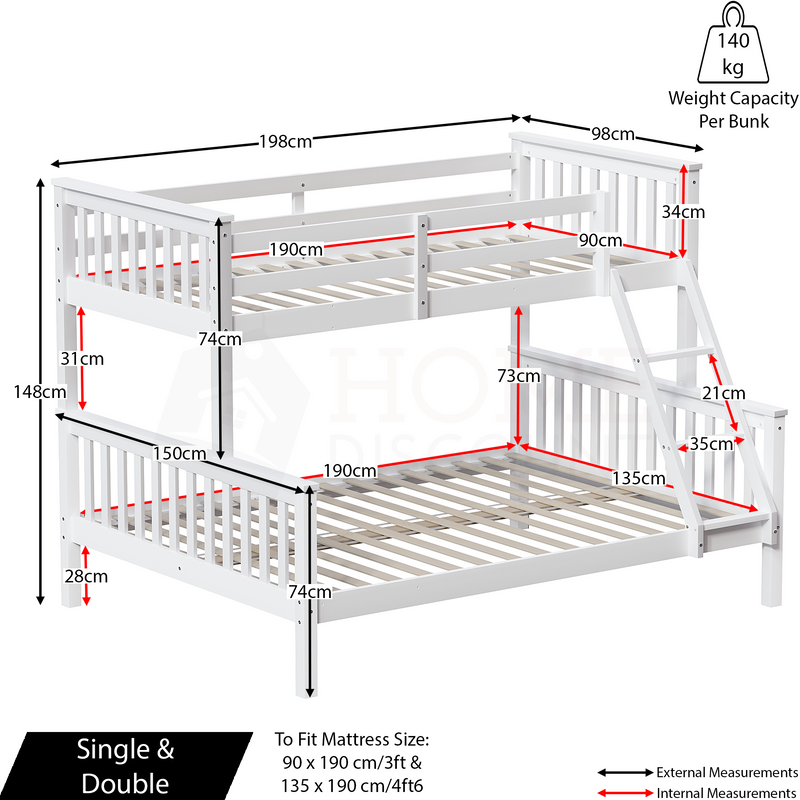 Milan Triple Sleeper Bunk Bed - White