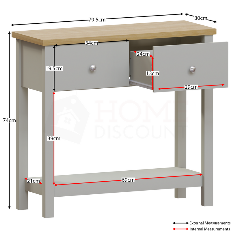 Arlington 2-Drawer Console Table - Grey