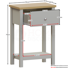 Arlington 1 Drawer Console Table, Grey
