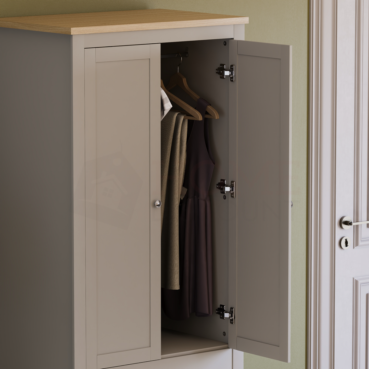 Arlington 2-Door 2-Drawer Wardrobe - Grey