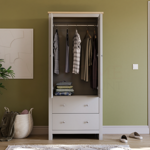 Arlington 2-Door 2-Drawer Wardrobe - Grey
