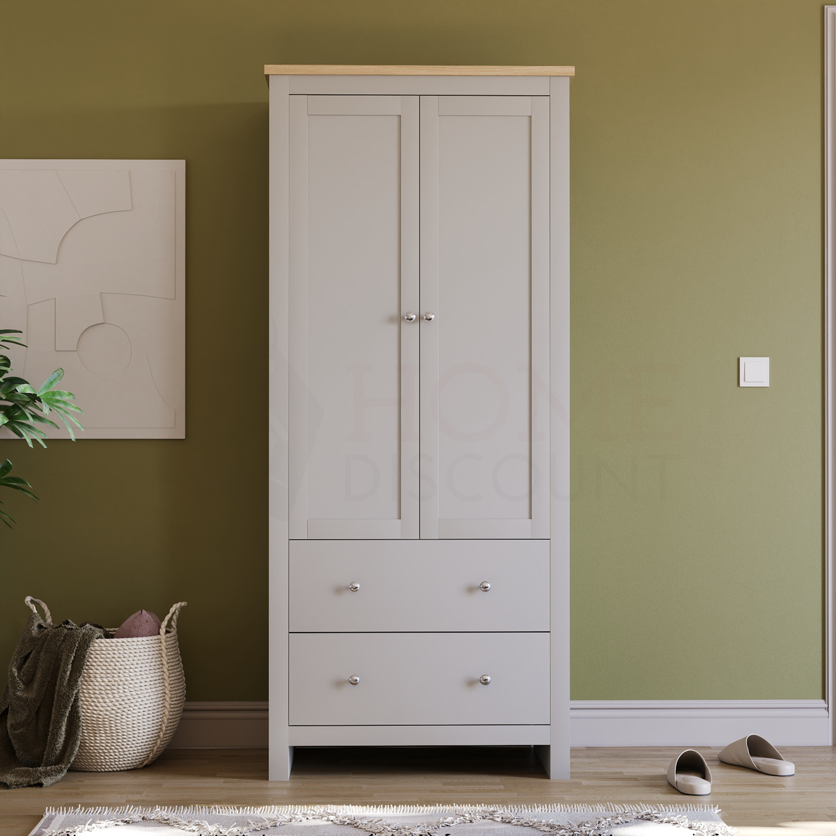 Arlington 2-Door 2-Drawer Wardrobe - Grey