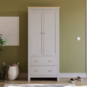 Arlington 2-Door 2-Drawer Wardrobe - Grey
