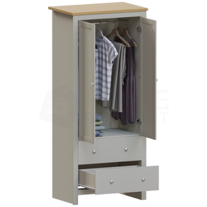 Arlington 2-Door 2-Drawer Wardrobe - Grey