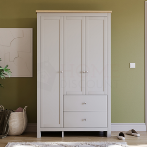 Arlington 3-Door 2-Drawer Wardrobe - Grey