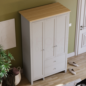 Arlington 3-Door 2-Drawer Wardrobe - Grey