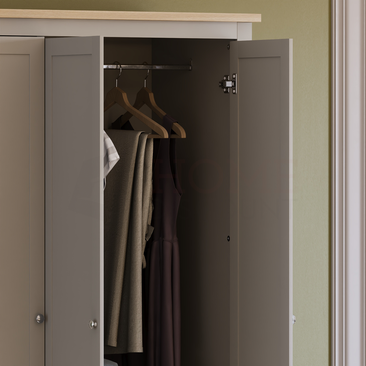 Arlington 3-Door 2-Drawer Wardrobe - Grey
