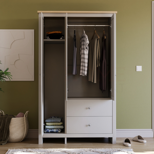 Arlington 3-Door 2-Drawer Wardrobe - Grey