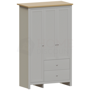 Arlington 3-Door 2-Drawer Wardrobe - Grey