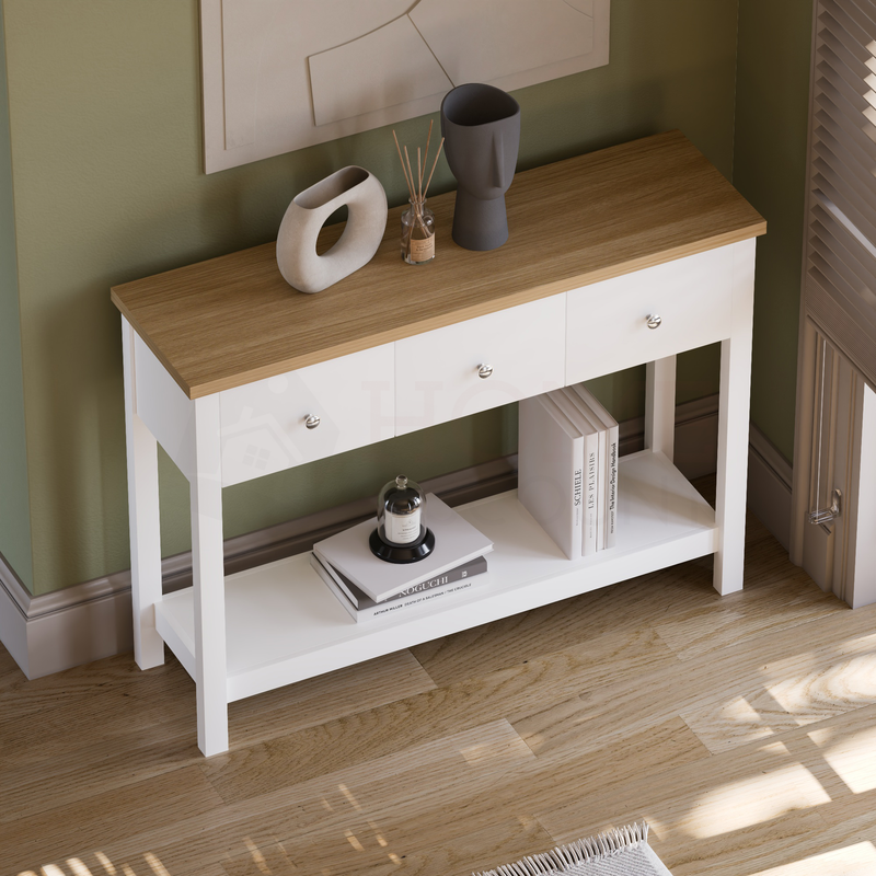 Arlington 3 Drawer Console Table, White