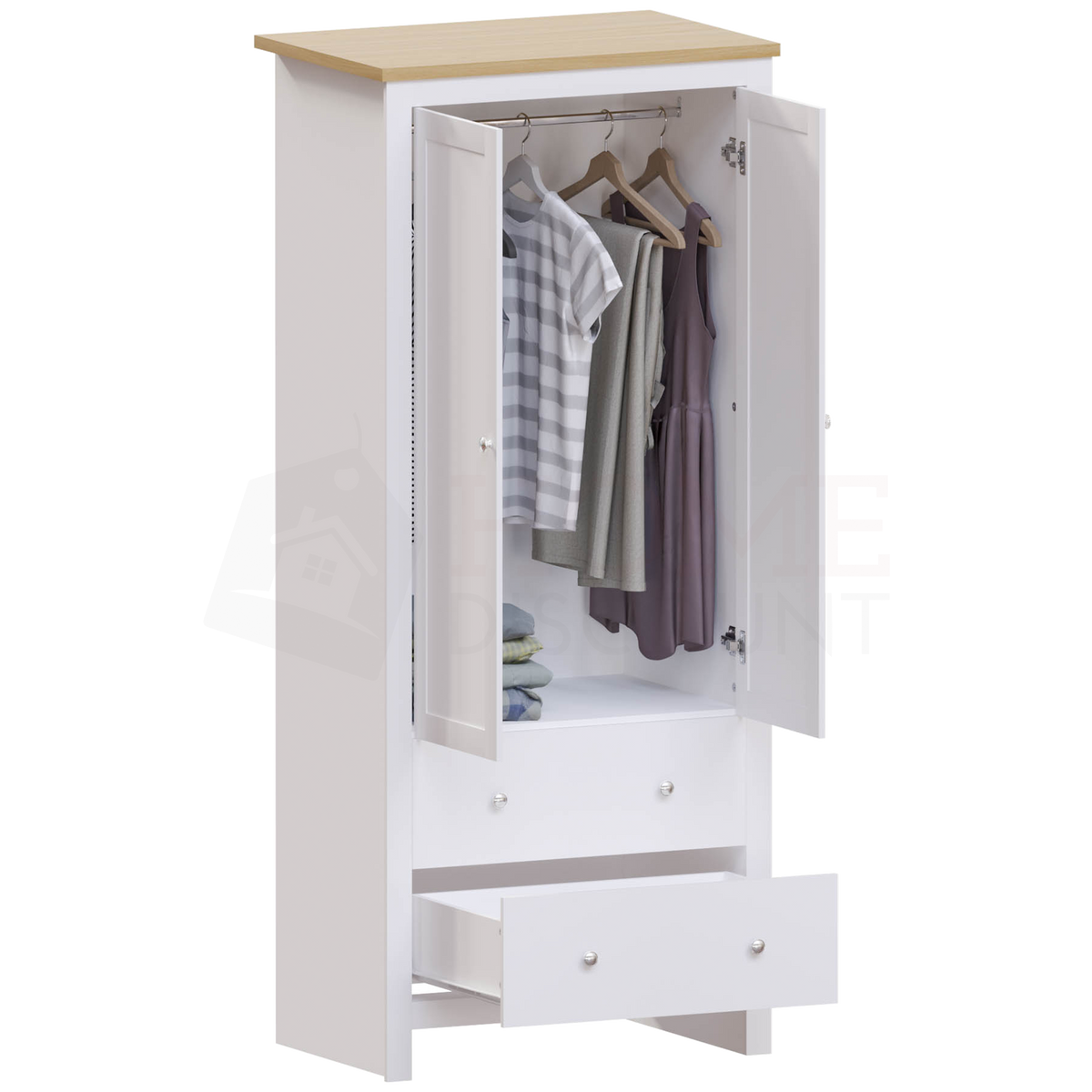 Arlington 2-Door 2-Drawer Wardrobe - White