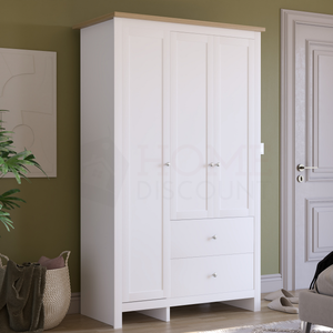 Arlington 3-Door 2-Drawer Wardrobe - White