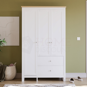 Arlington 3-Door 2-Drawer Wardrobe - White