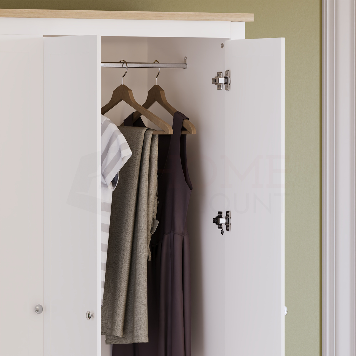 Arlington 3-Door 2-Drawer Wardrobe - White