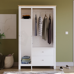 Arlington 3-Door 2-Drawer Wardrobe - White
