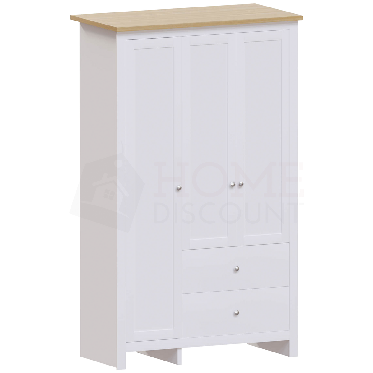 Arlington 3-Door 2-Drawer Wardrobe - White