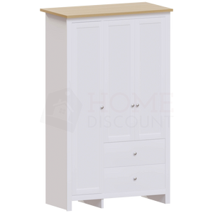 Arlington 3-Door 2-Drawer Wardrobe - White