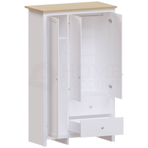 Arlington 3-Door 2-Drawer Wardrobe - White