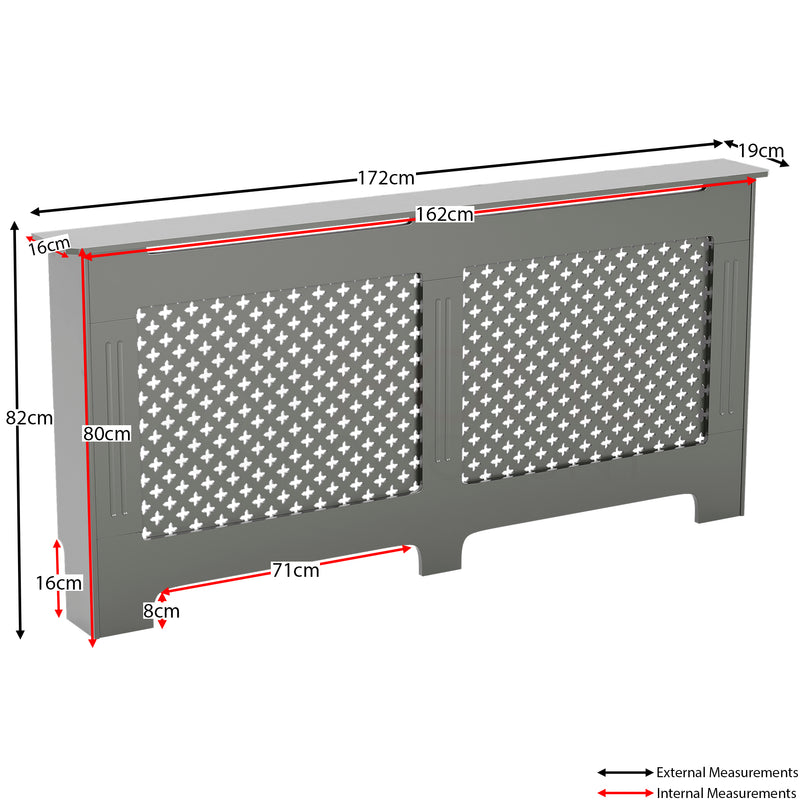 Oxford Radiator Cover - Grey, Extra Large