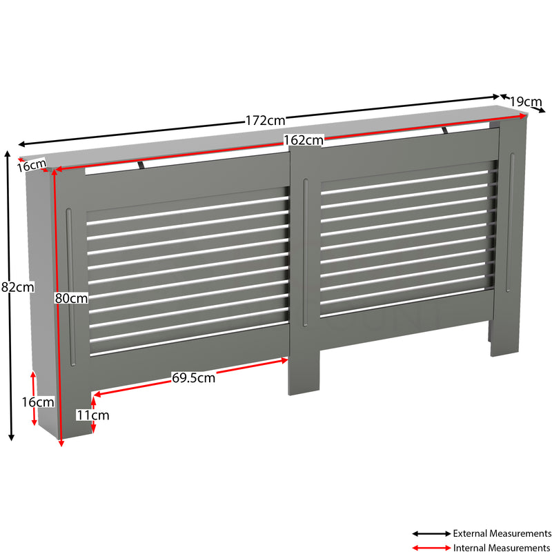 Milton Radiator Cover - Grey, Extra Large