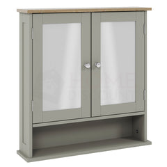 Priano 2-Door Mirrored Wall Cabinet With Shelf - Grey & Oak