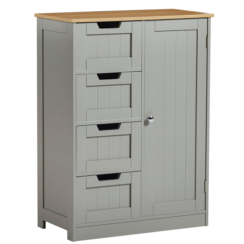 Priano 4-Drawer 1-Door Freestanding Unit - Grey & Oak