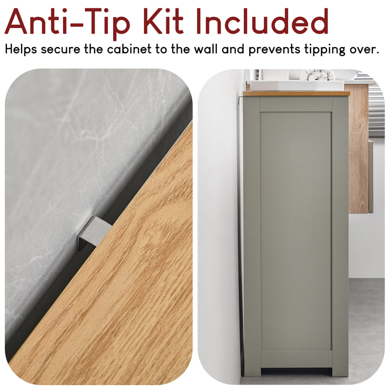 Priano 4-Drawer 1-Door Freestanding Unit - Grey & Oak